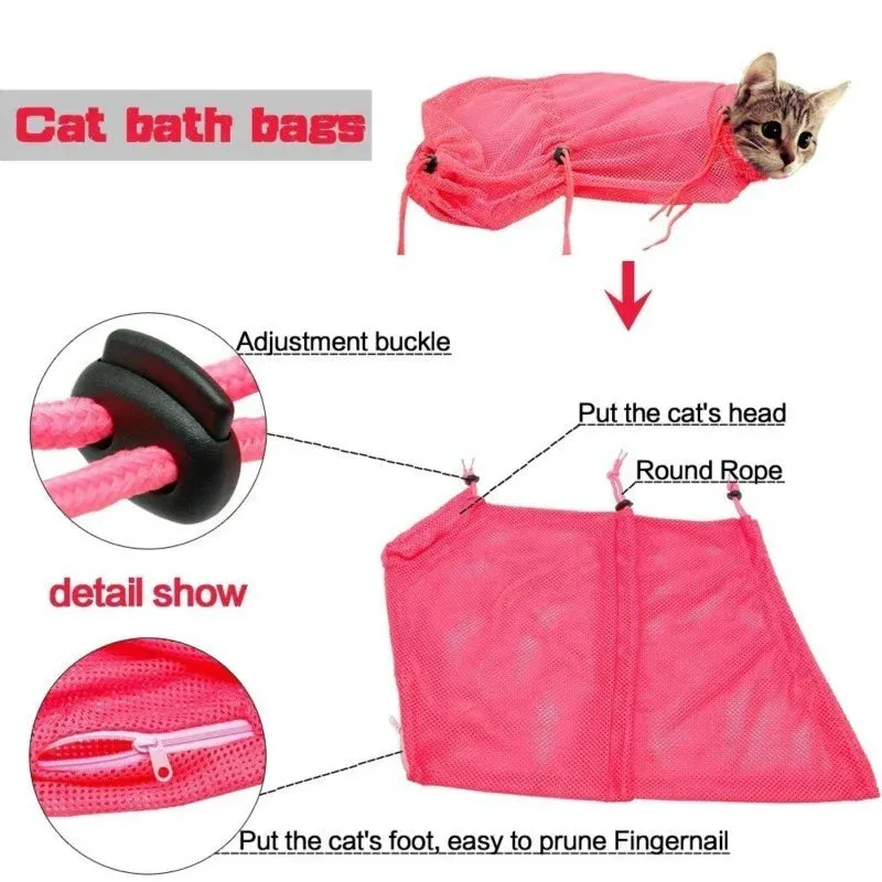 Adjustable Mesh Grooming and Bathing Bag for Cats and Small Dogs