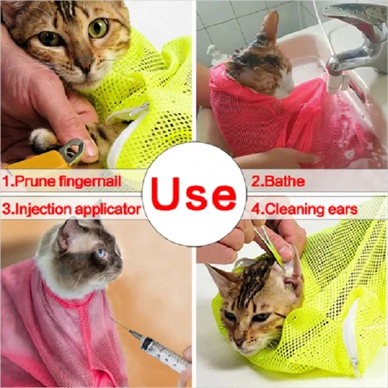 Adjustable Mesh Grooming and Bathing Bag for Cats and Small Dogs