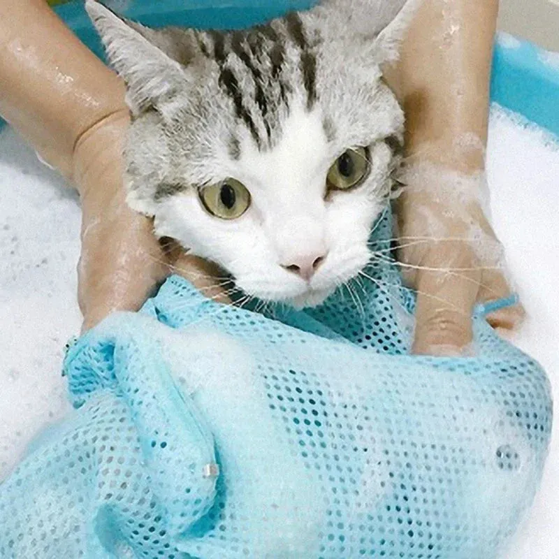 Adjustable Mesh Grooming and Bathing Bag for Cats and Small Dogs
