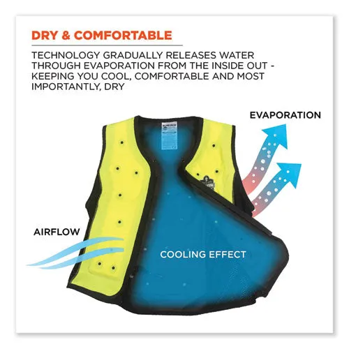 Chill-its 6685 Premium Dry Evaporative Cooling Vest With Zipper, Nylon, 4x-large, Lime, Ships In 1-3 Business Days