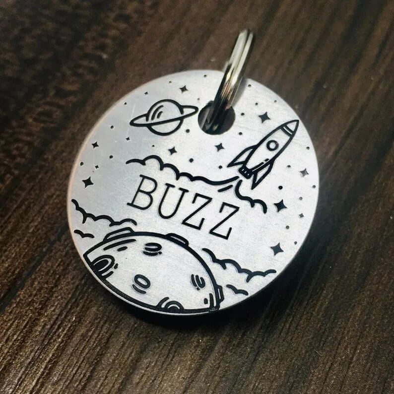Deeply Engraved Dog Tags - Space Design