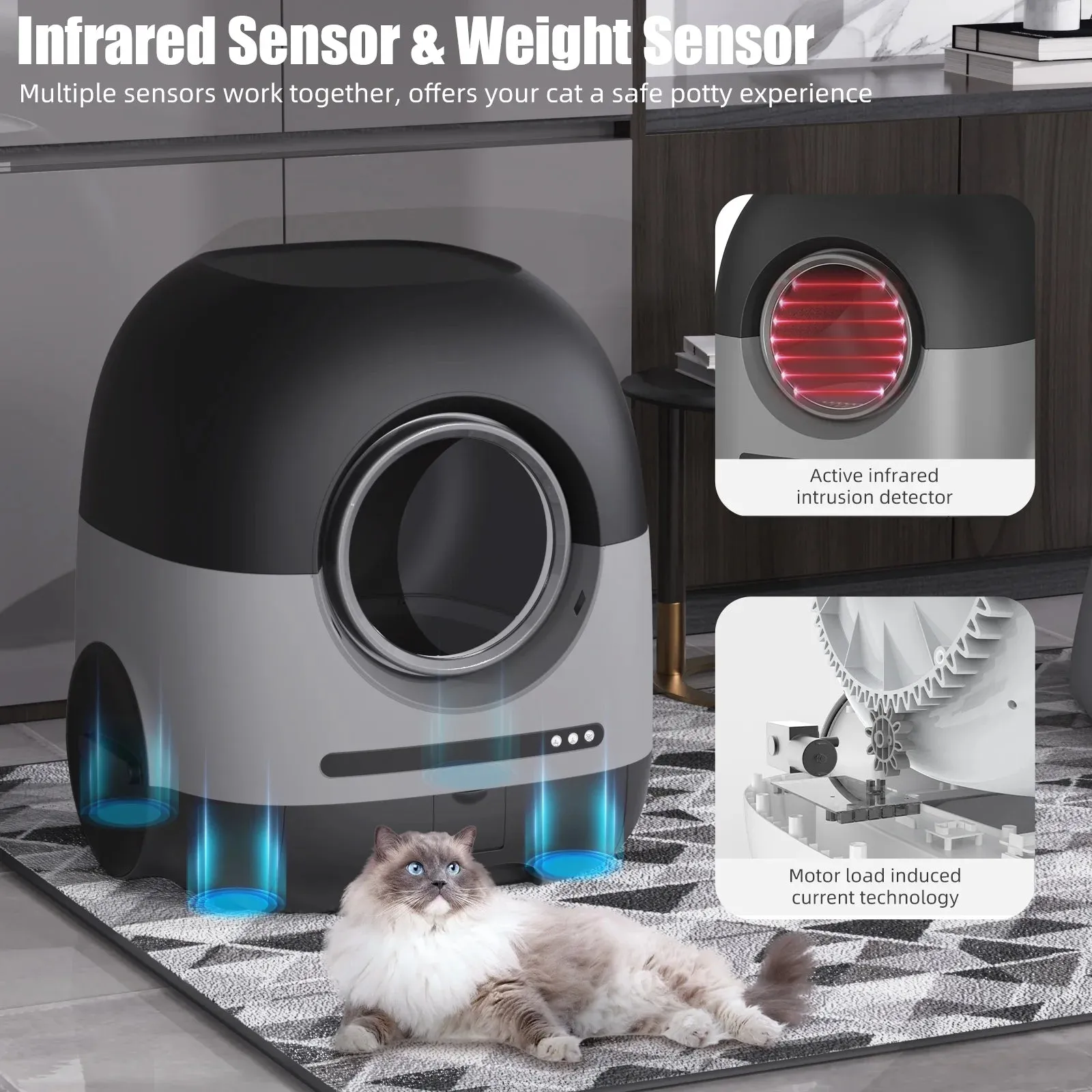 Electronic Automatic Self-Cleaning Cat Litter Box, with Thick & Durable Liners