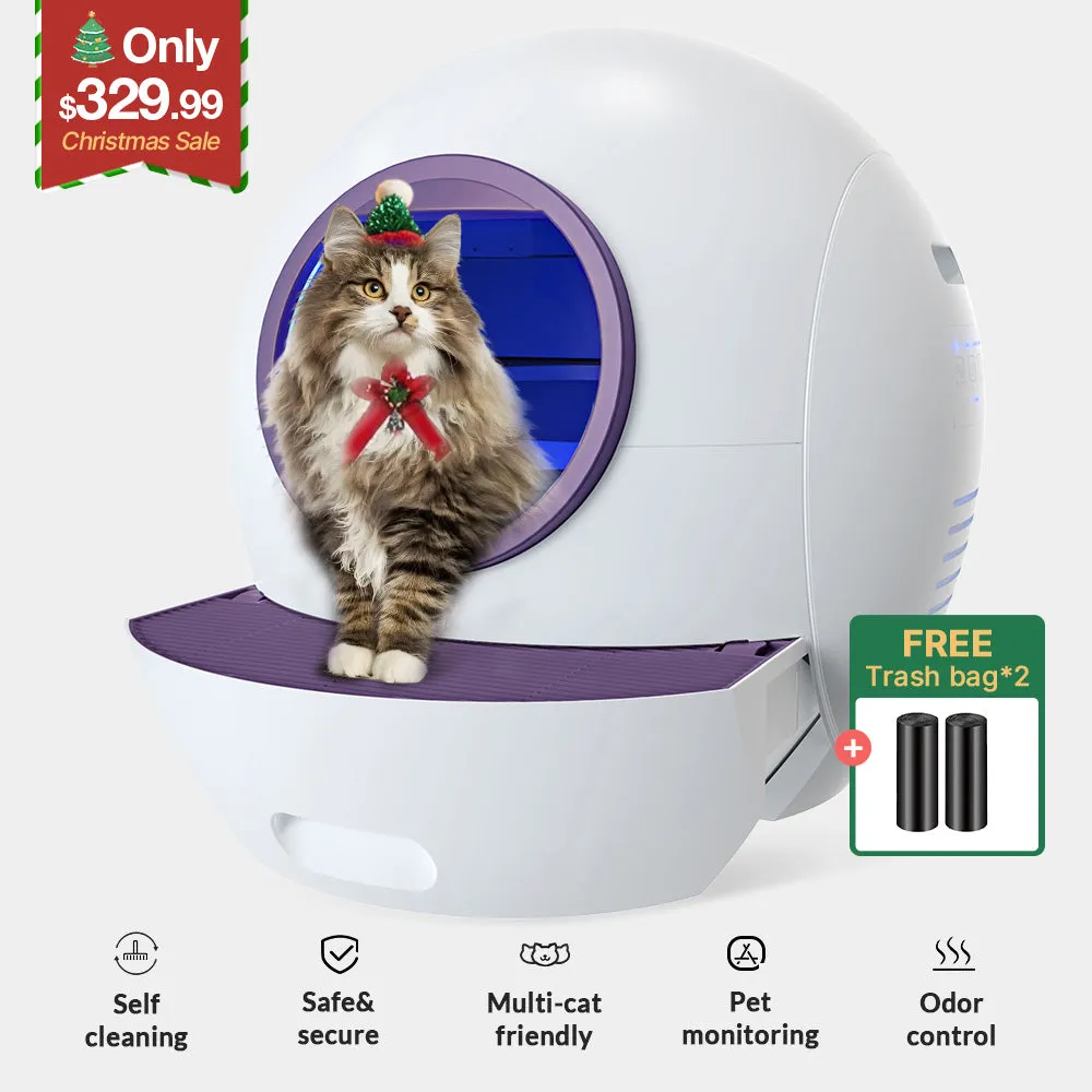 Els Pet Spaceship Automatic Litter Box for Multiple Cats with Safety Door – Perfect Gift for Cat Lovers!