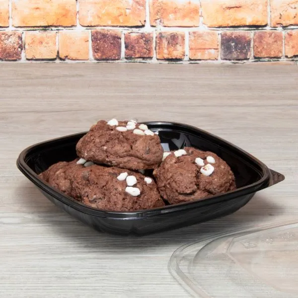Karat 24oz PET Square Bowl, Black - 300 pcs