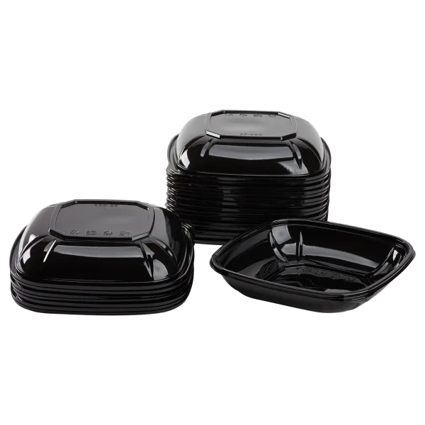 Karat 24oz PET Square Bowl, Black - 300 pcs