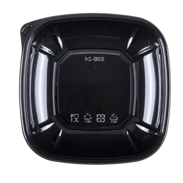 Karat 24oz PET Square Bowl, Black - 300 pcs