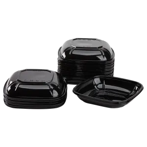 Karat 24oz PET Square Bowl, Black - 300 pcs