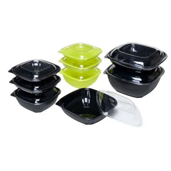 Karat 32oz PET Square Bowl, Black - 300 pcs