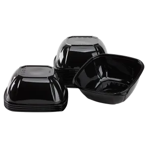 Karat 48oz PET Square Bowl, Black - 300 pcs