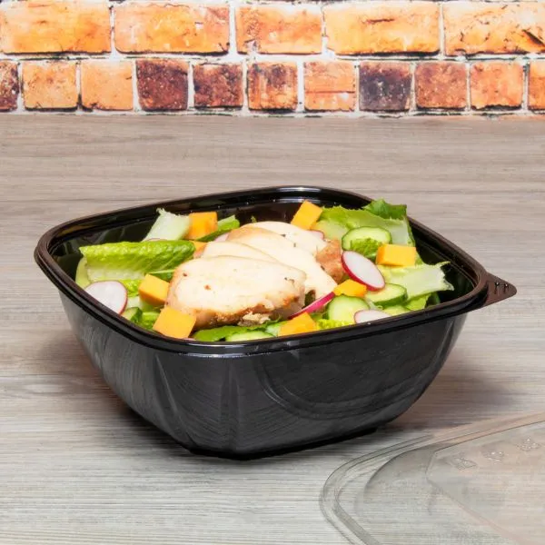 Karat 48oz PET Square Bowl, Black - 300 pcs