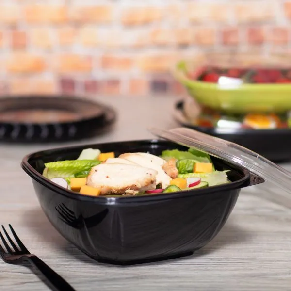 Karat 48oz PET Square Bowl, Black - 300 pcs
