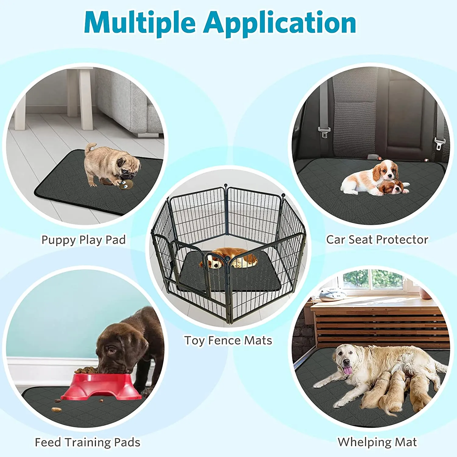 New Reusable Waterproof Dog Pee Pads Playpen Mat Cloth Potty Whelping Training Pad Absorbent Pet Mat, Sz Large!