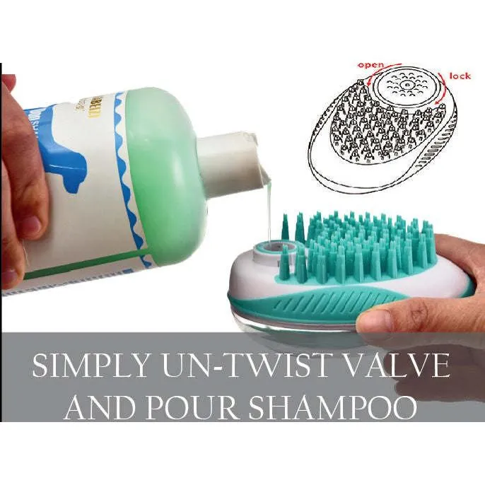 Shampoo dispensing brush for pets