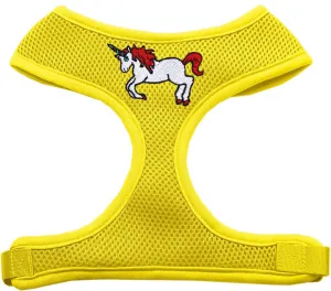 Unicorn Embroidered Soft Mesh Harness Yellow Large