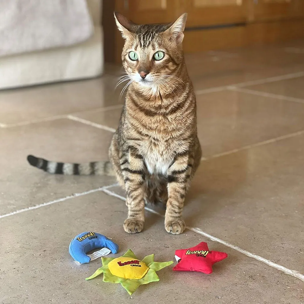 Yeowww! Sun, Moon,  Stars Catnip Cat Toys, 3-pack