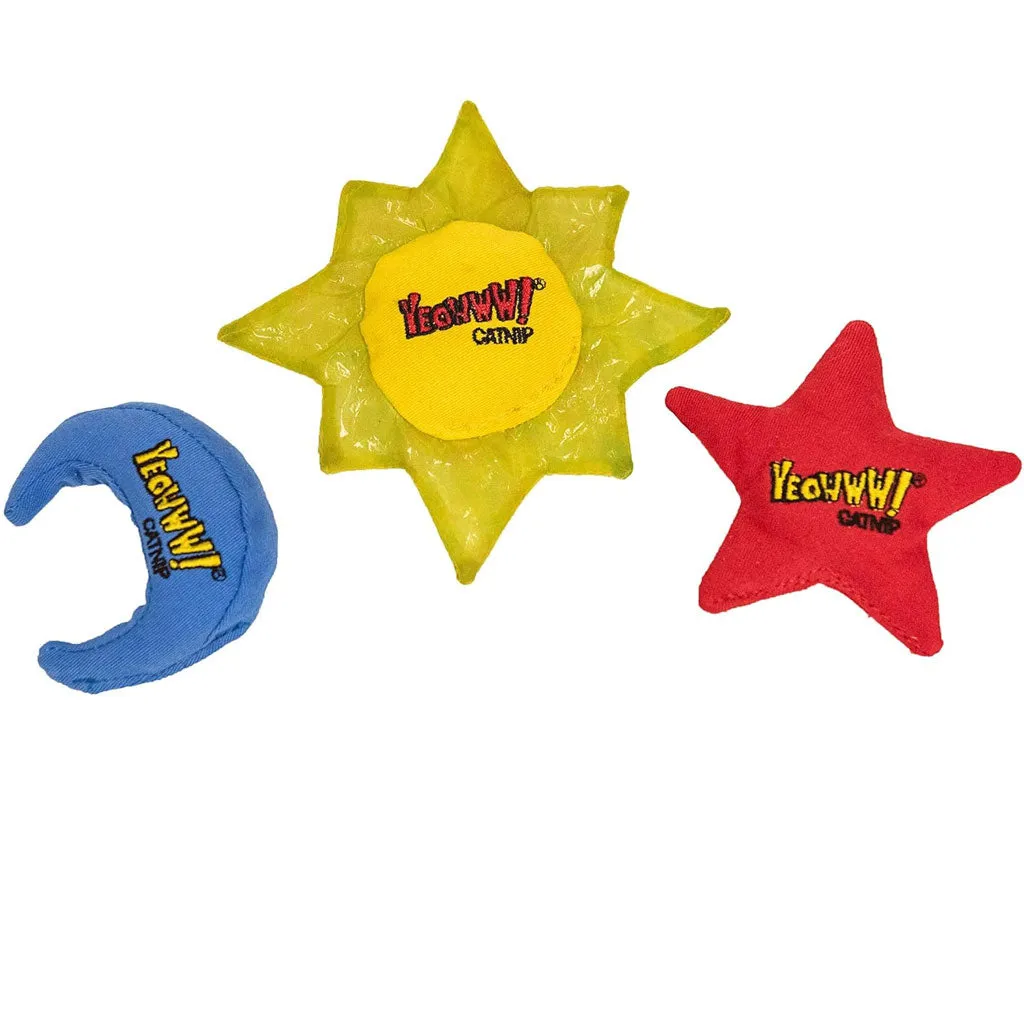 Yeowww! Sun, Moon,  Stars Catnip Cat Toys, 3-pack